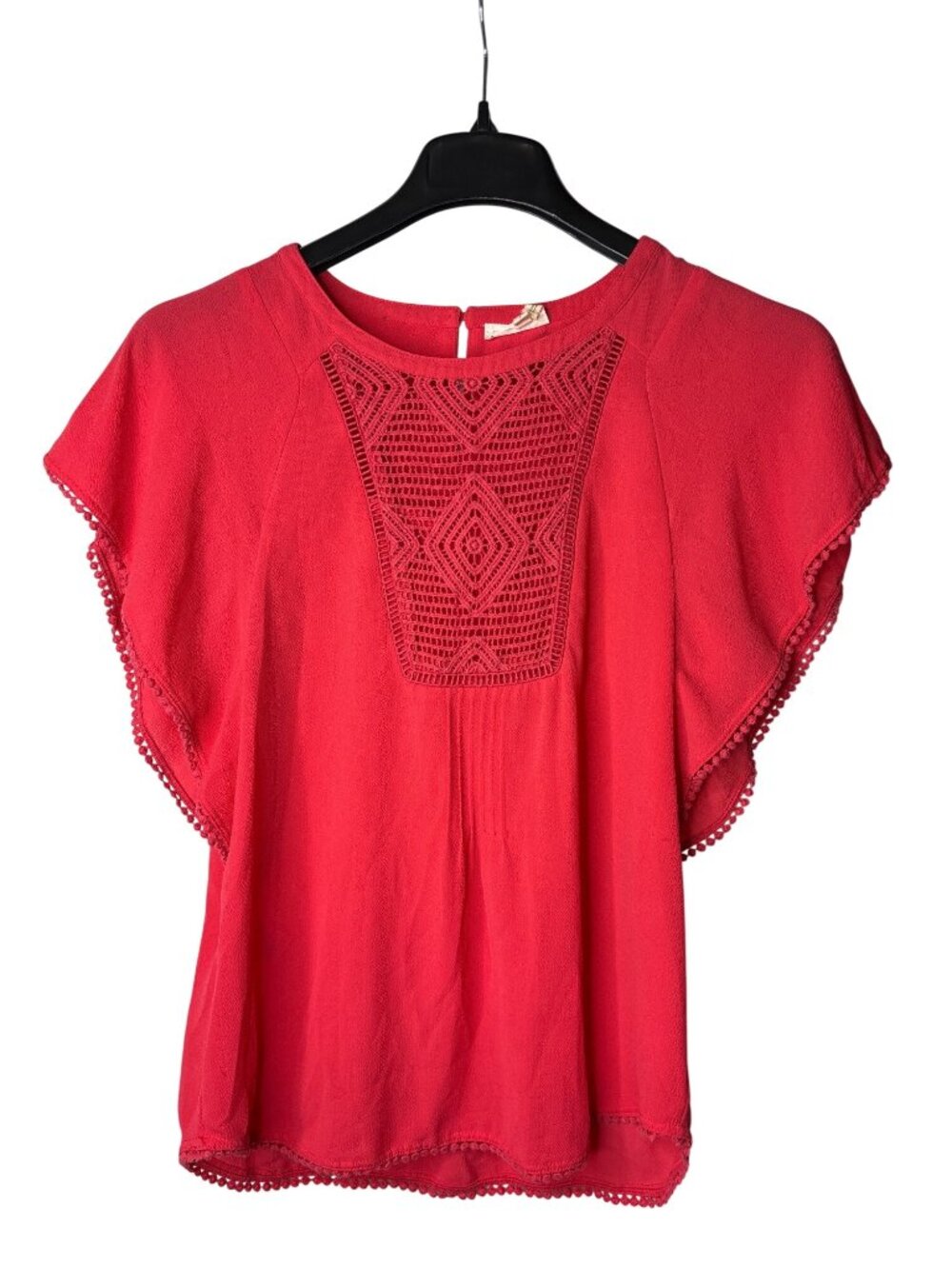 Anthropologie Meadow Rue Anele Blouse Top Size S Crochet Lace Flutter Sleeve